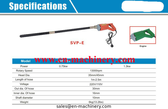 Eje de 1 m for portable handy PV electric hand held small concrete vibrator supplier